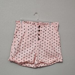 Who What Wear Shorts Pink High Waist Polka Dot Pattern Size 16 Paper Bag
